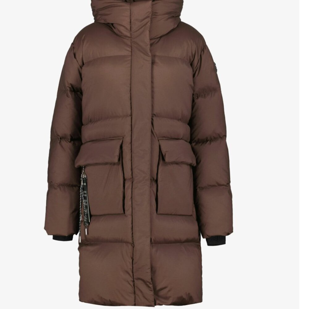 NEW WITH TAGS LUHTA INARI BROWN PUFFER COAT - SIZE: 42